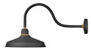 Foundry 16" Shade Curve Arm Outdoor Wall Light - Textured Black/25" Arm