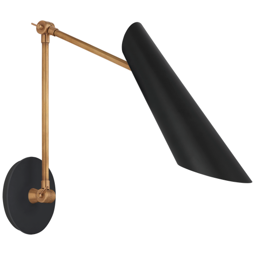 Franca Double Library Wall Light - Hand-Rubbed Antique Brass & Black