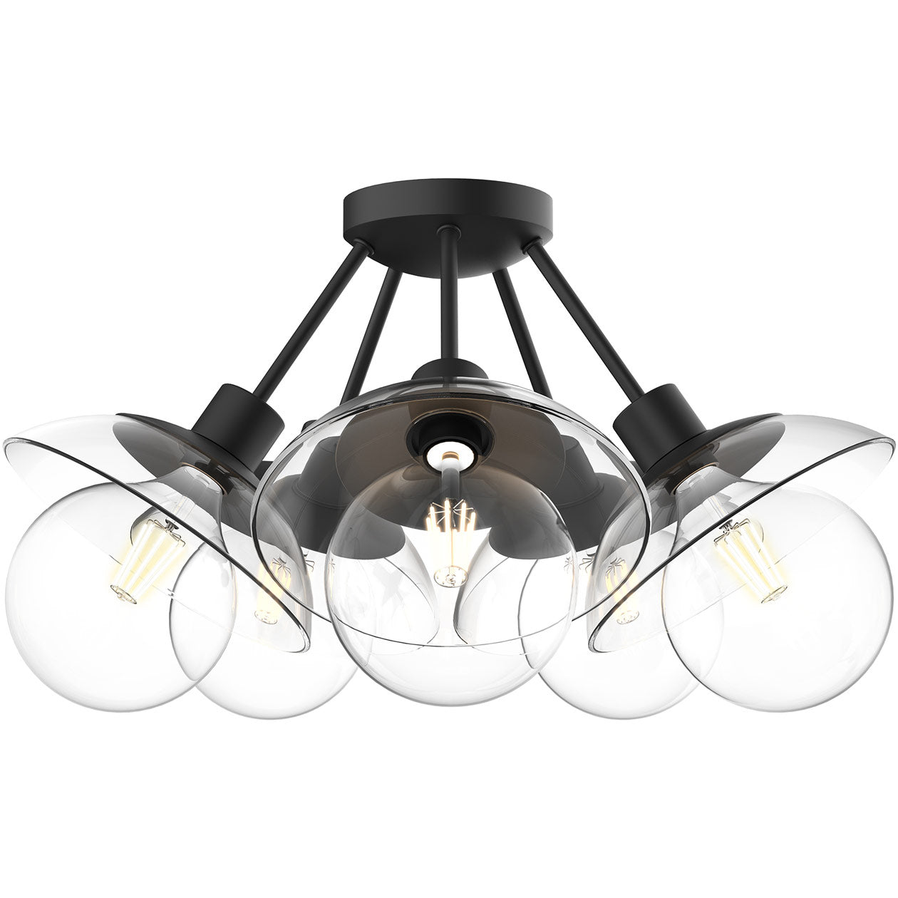 Francesca Multi Light Semi Flush Mount - Matte Black Finish