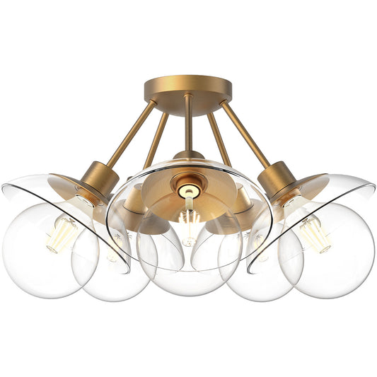 Francesca Multi Light Semi Flush Mount - Aged Gold Finish