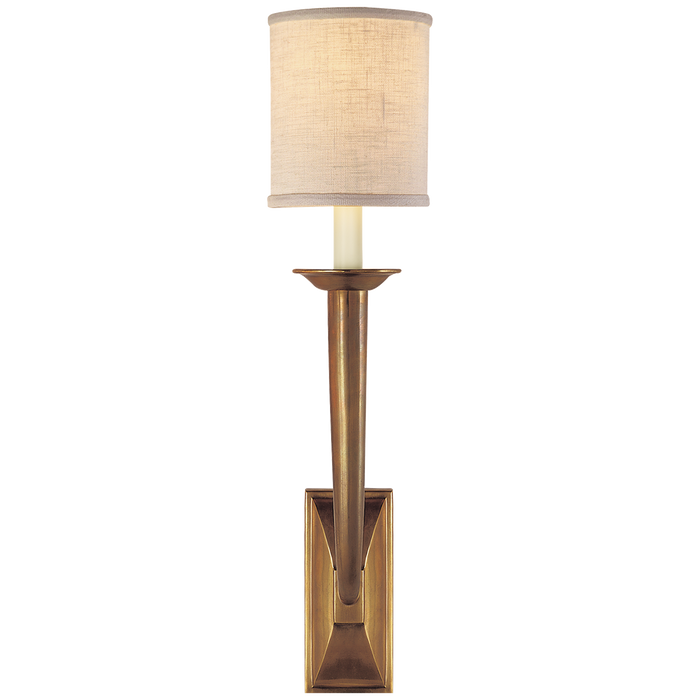 French Deco Horn Sconce - Hand-Rubbed Antique Brass Finish