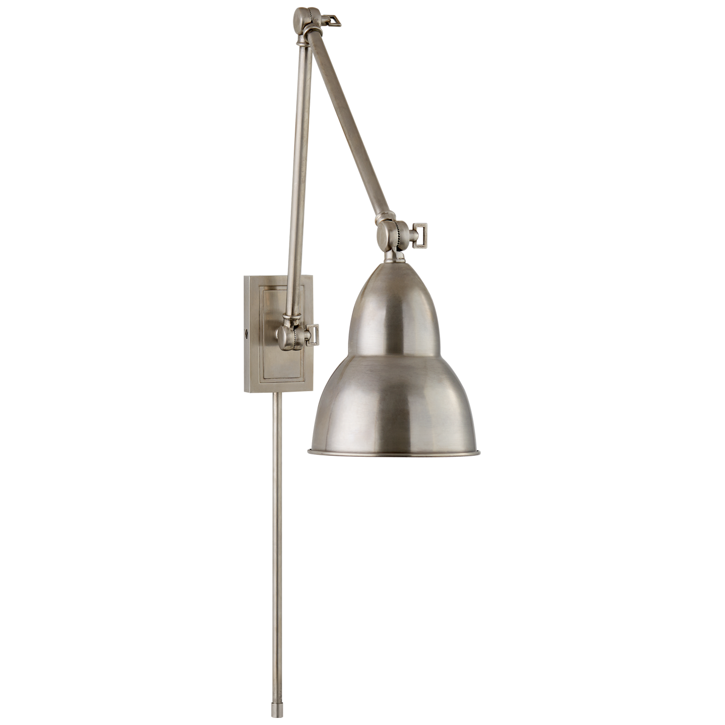 French Library Double Arm Wall Lamp - Antique Nickel Finish