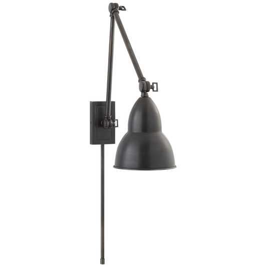 French Library Double Arm Wall Lamp - Bronze Finish