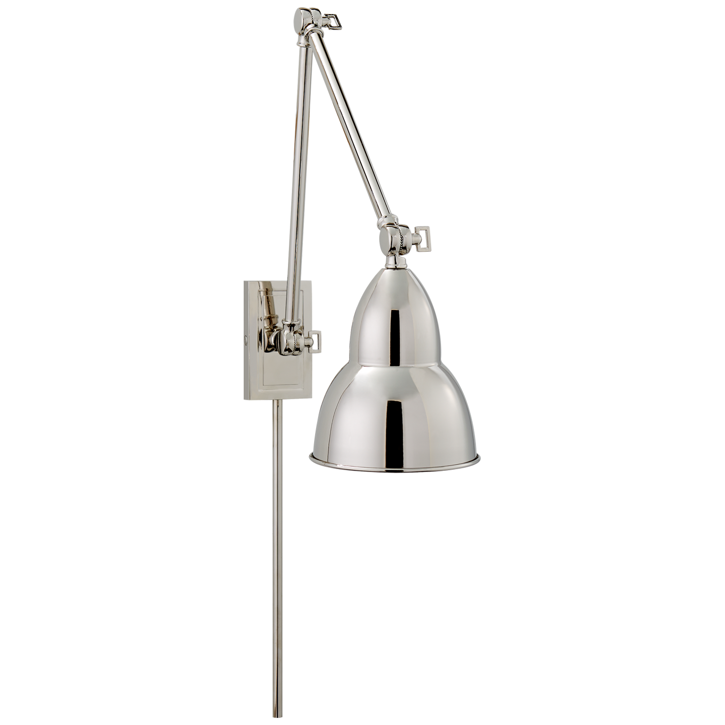French Library Double Arm Wall Lamp - Polished Nickel Finish