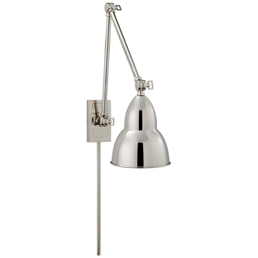 French Library Double Arm Wall Lamp - Polished Nickel Finish
