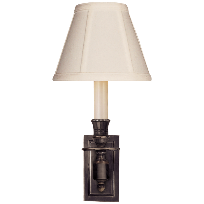 French Single Library Sconce - Bronze Finish with Tissue Shades
