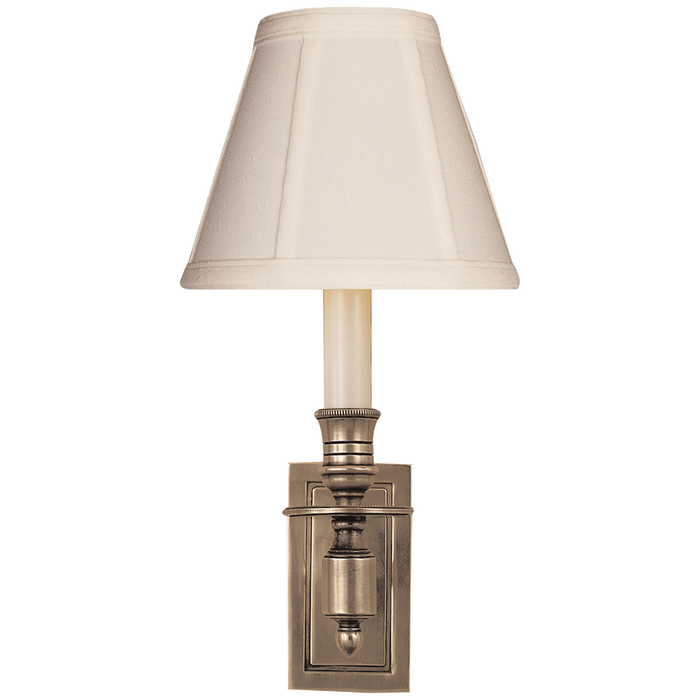 French Single Library Sconce - Antique Nickel Finish with Tissue Shades