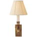 French Single Library Sconce - Hand-Rubbed Antique Brass Finish with Linen Shades