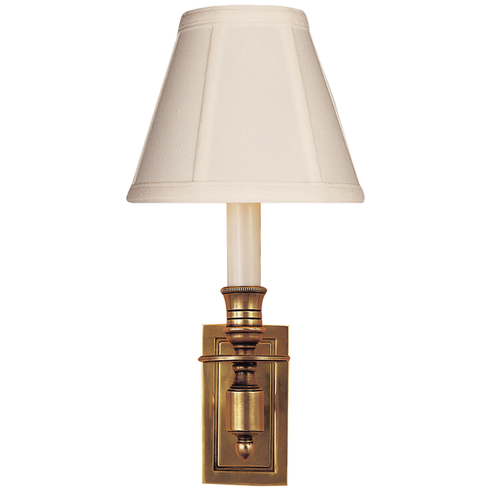 French Single Library Sconce - Hand-Rubbed Antique Brass Finish with Tissue Shades