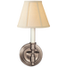 French Single Sconce - Antique Nickel Finish with Linen Shade