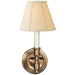 French Single Sconce - Hand-Rubbed Antique Brass Finish with Linen Shade