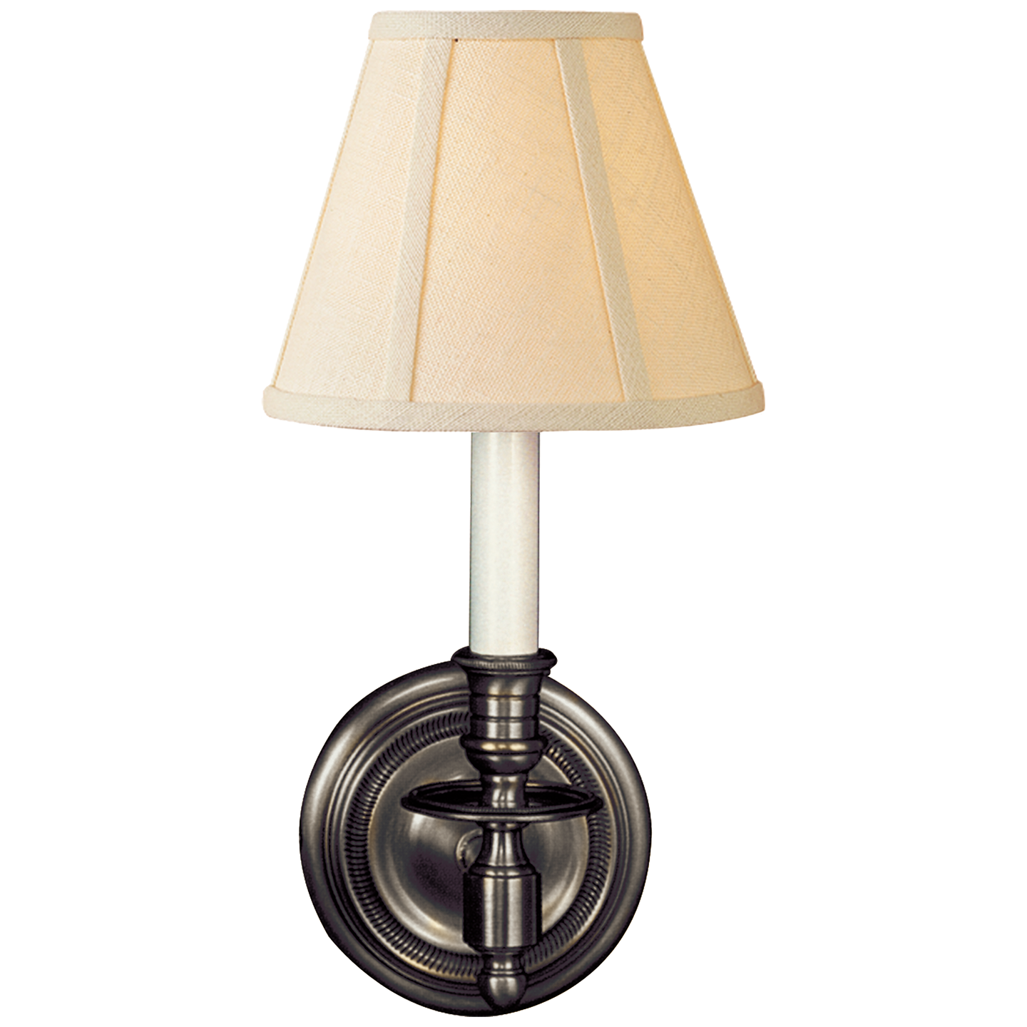 French Single Sconce - Bronze Finish with Linen Shade