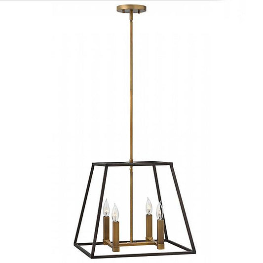 Fulton Small Foyer Chandelier - Bronze with Heirloom Brass Accents