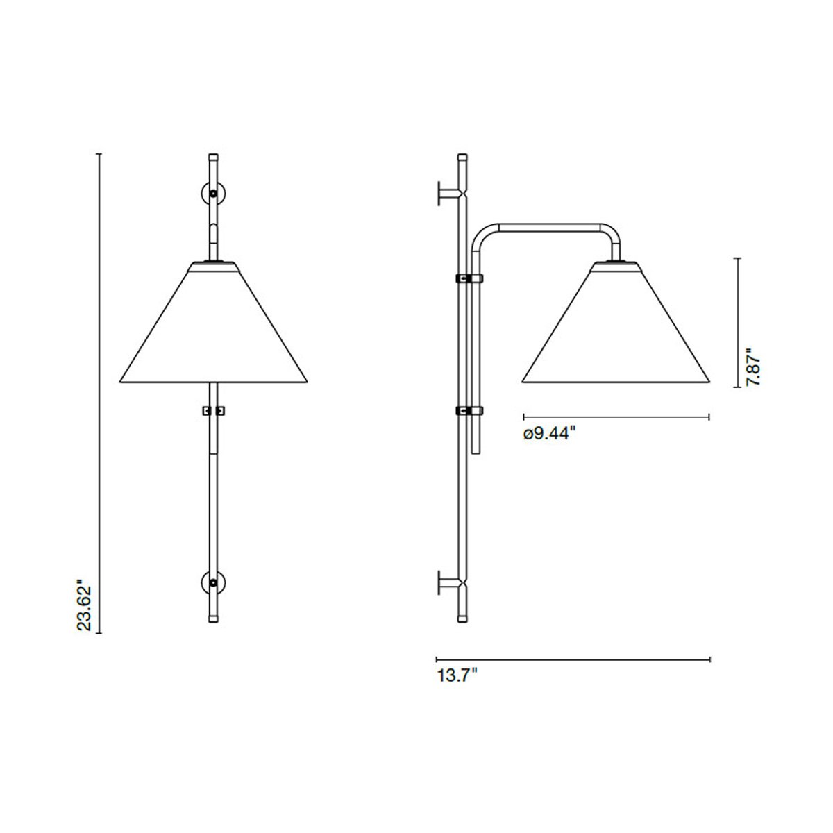 Funiculi Fabric Shade Plug-In Wall Light - Diagram