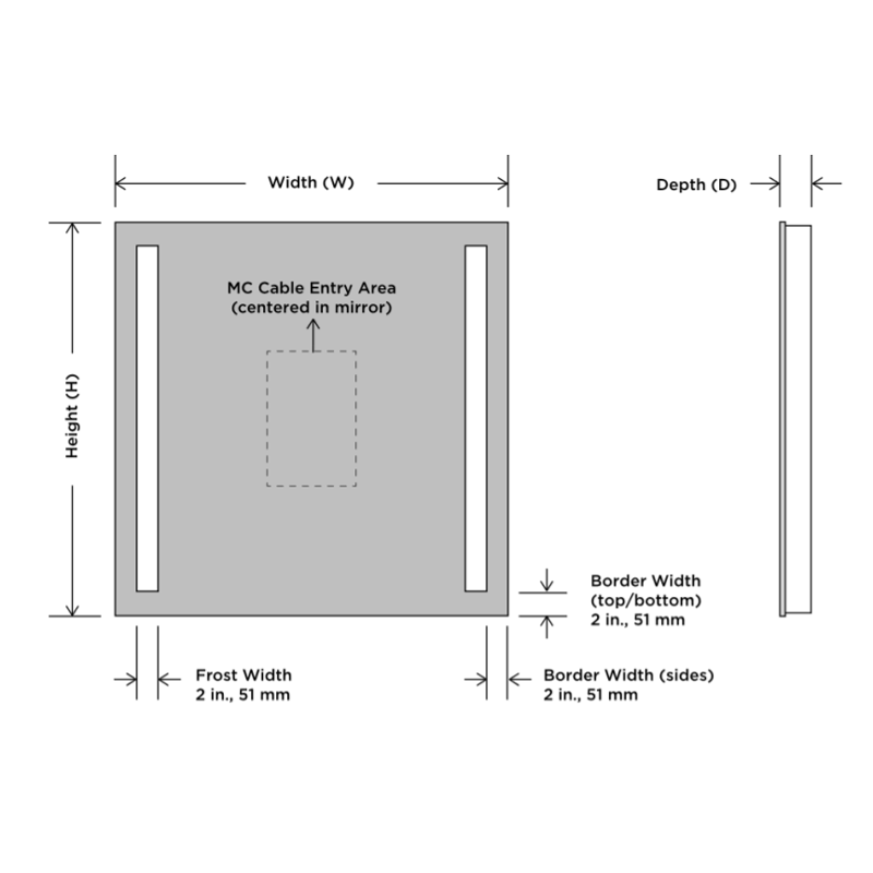 Fusion LED Lighted Mirror Diagram