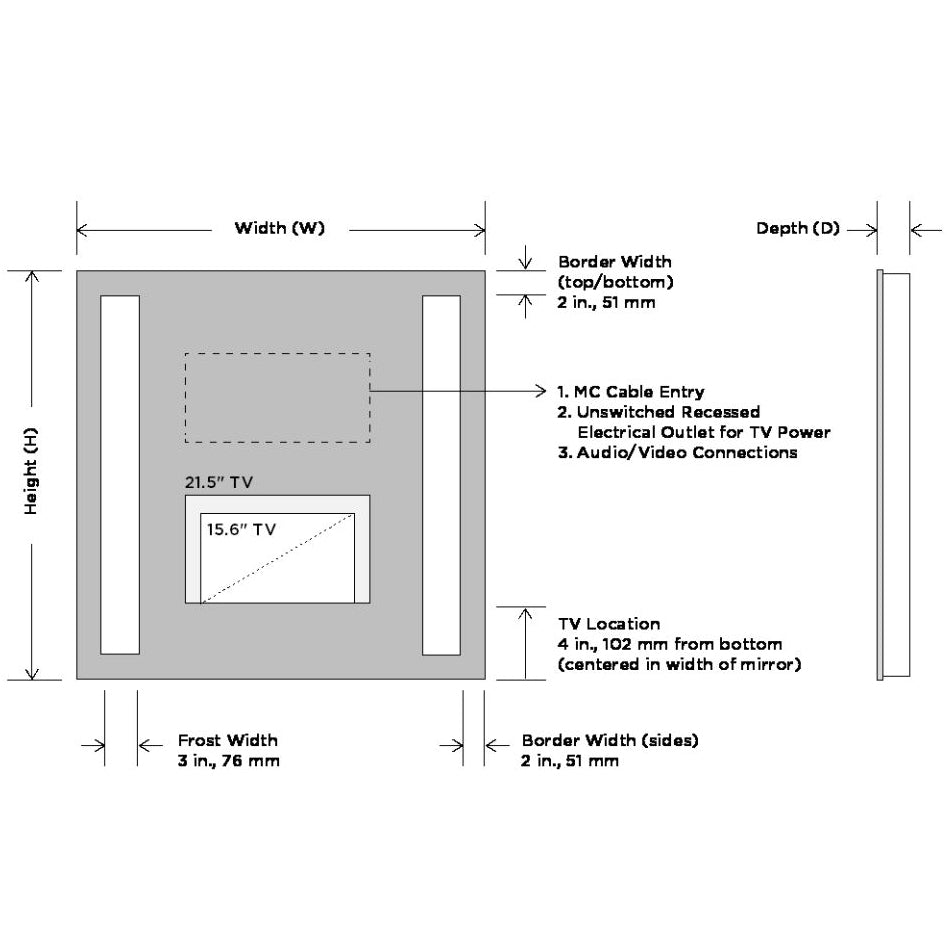 Fusion Lighted Mirror with Television