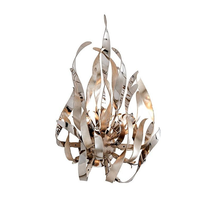 GRAFFITI LARGE WALL SCONCE - Silver Leaf Polished Stainless Finish