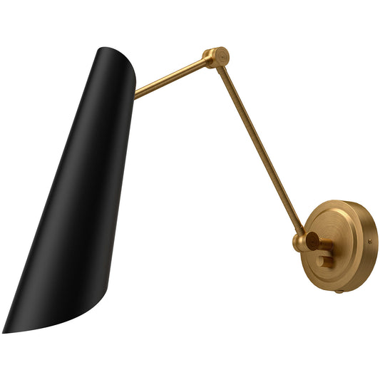 Gabriel Adjustable Wall Sconce - Matte Black/Aged Gold Finish