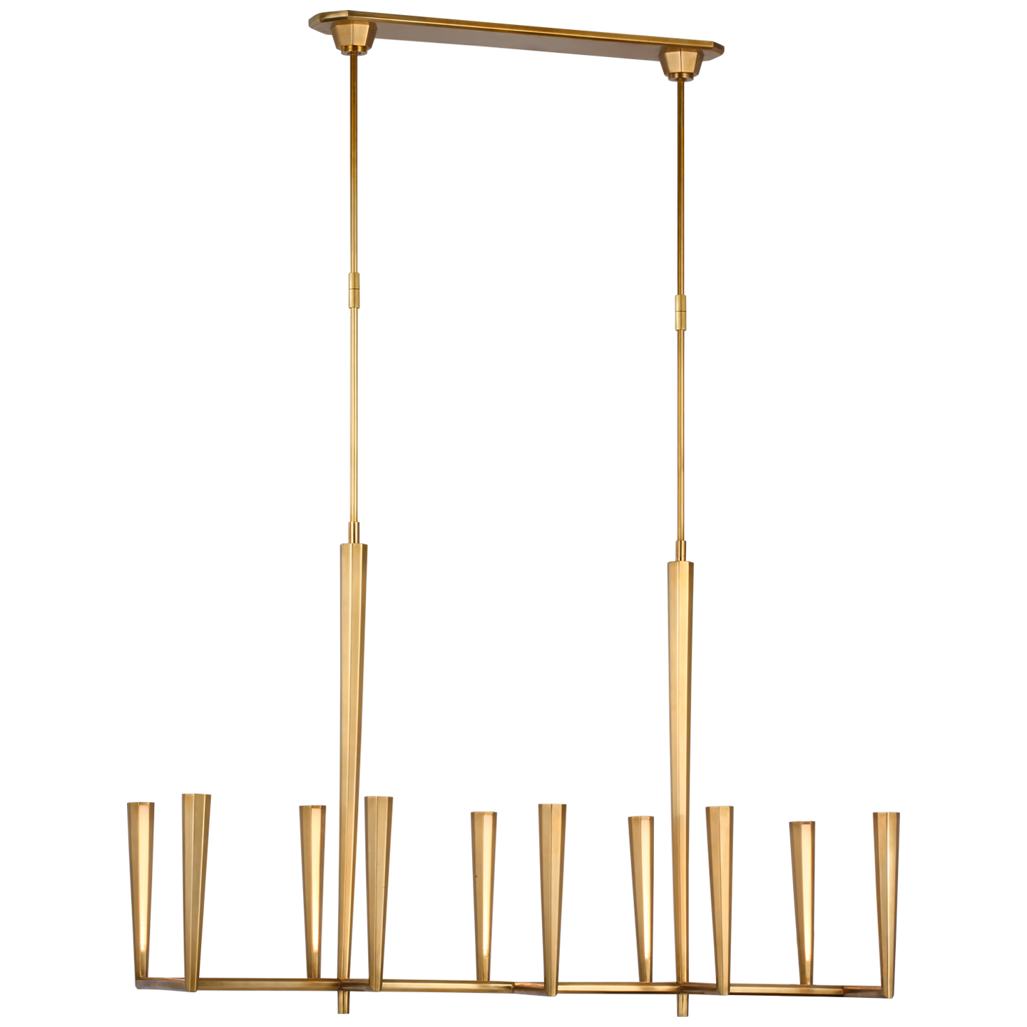 Galahad Large Linear Chandelier - Hand-Rubbed Antique Brass Finish