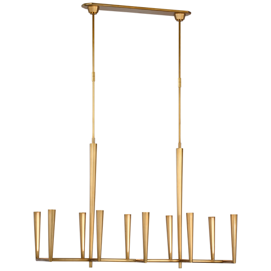 Galahad Large Linear Chandelier - Hand-Rubbed Antique Brass Finish