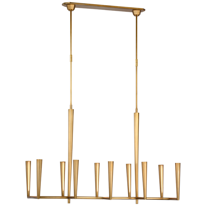 Galahad Large Linear Chandelier - Hand-Rubbed Antique Brass Finish