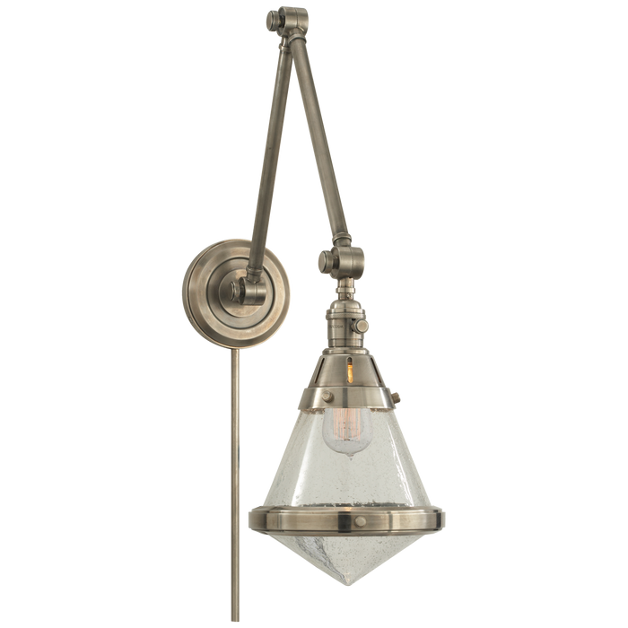 Gale Library Wall Light - Seeded Glass/Antique Nickel Finish
