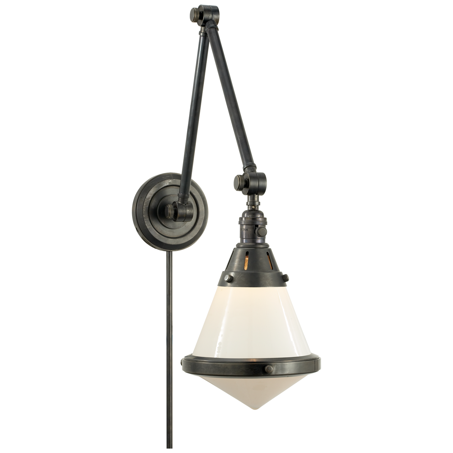 Gale Library Wall Light - White Glass/Bronze Finish