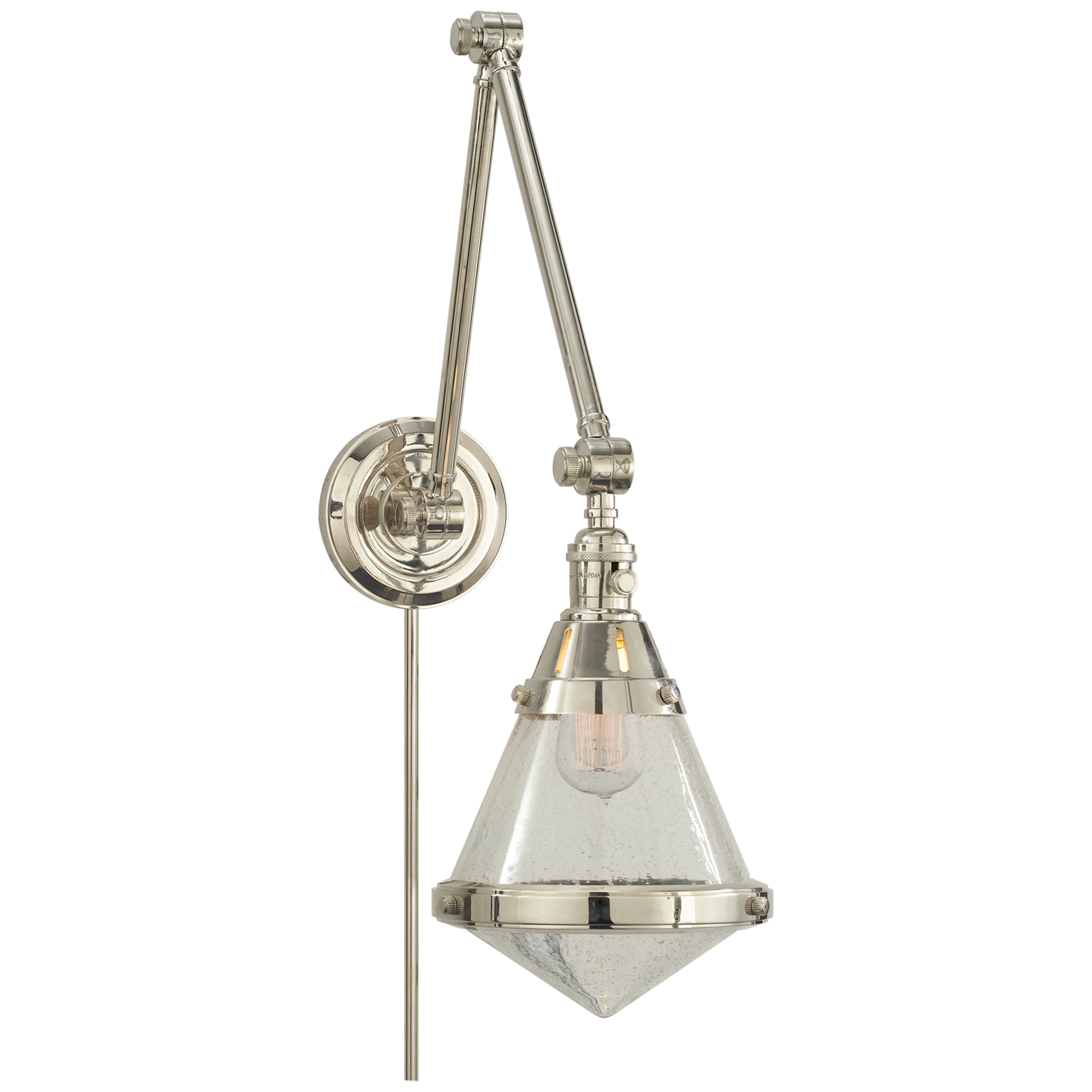 Gale Library Wall Light - Seeded Glass/Polished NickelFinish