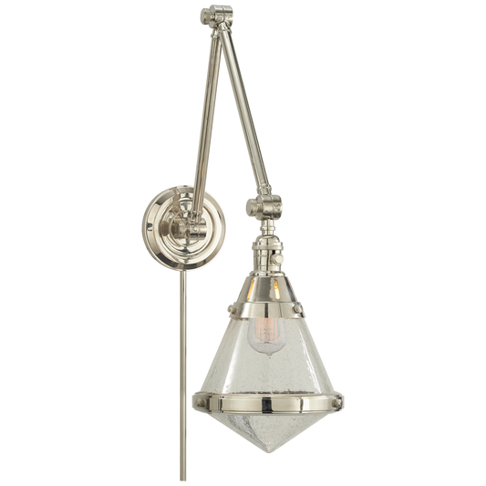 Gale Library Wall Light - Seeded Glass/Polished NickelFinish