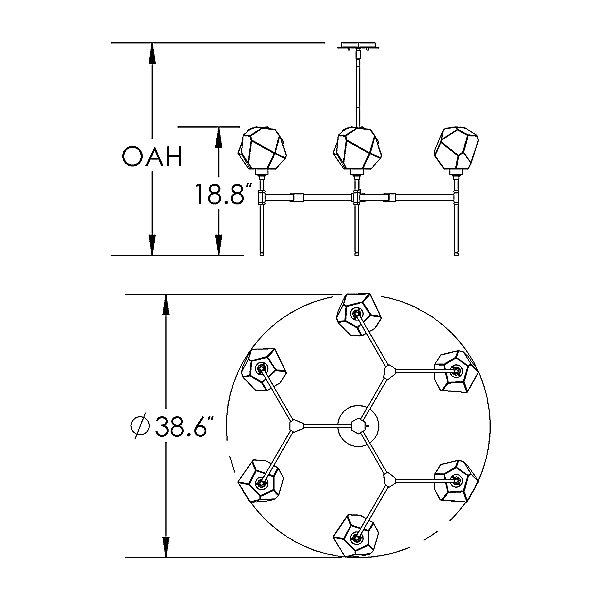 Gem Round LED Belvedere Chandelier - Diagram