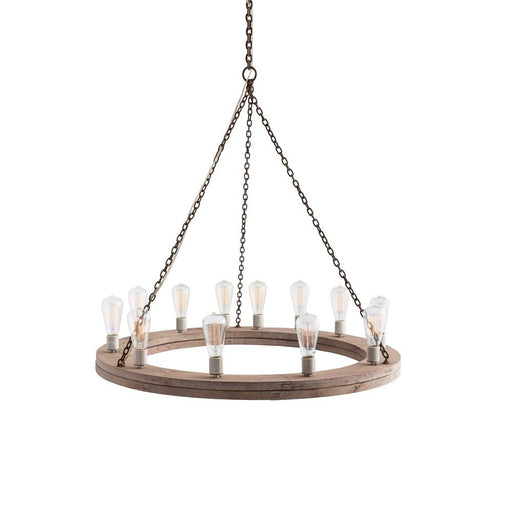 Geoffrey Small Chandelier - Gray Wood & Rusted Iron