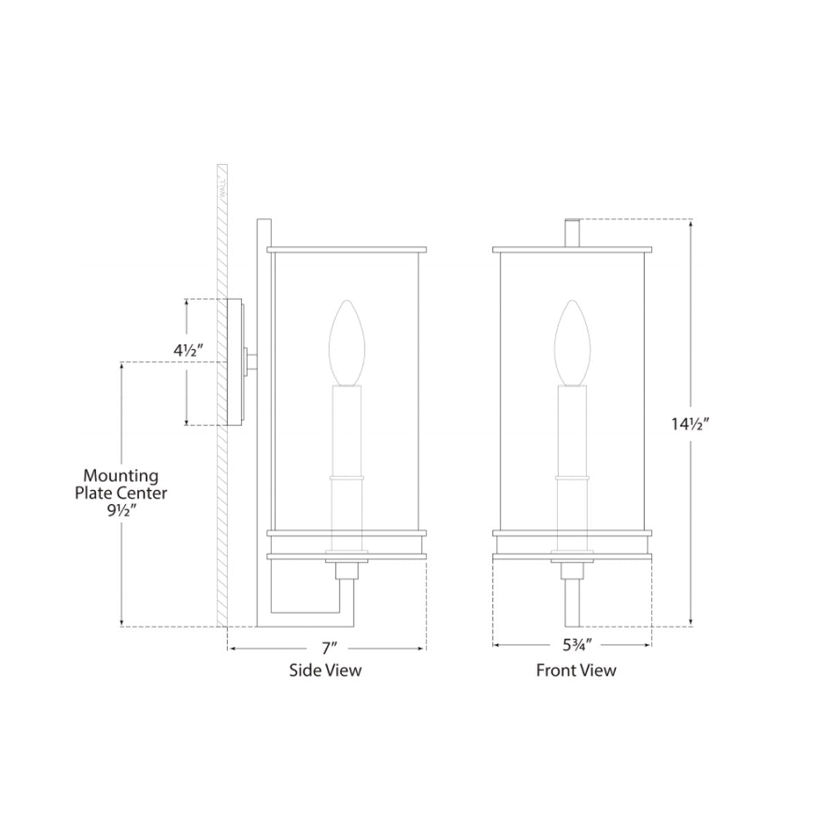 Glendon Small Hurricane Sconce - Diagram