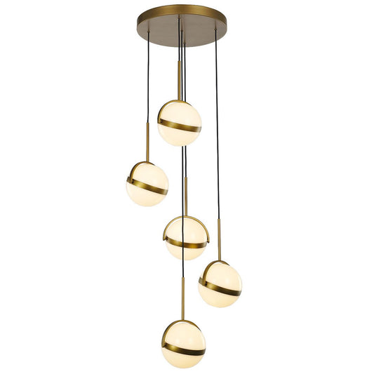 Globo LED 5-Light Pendant - Satin Gold Finish