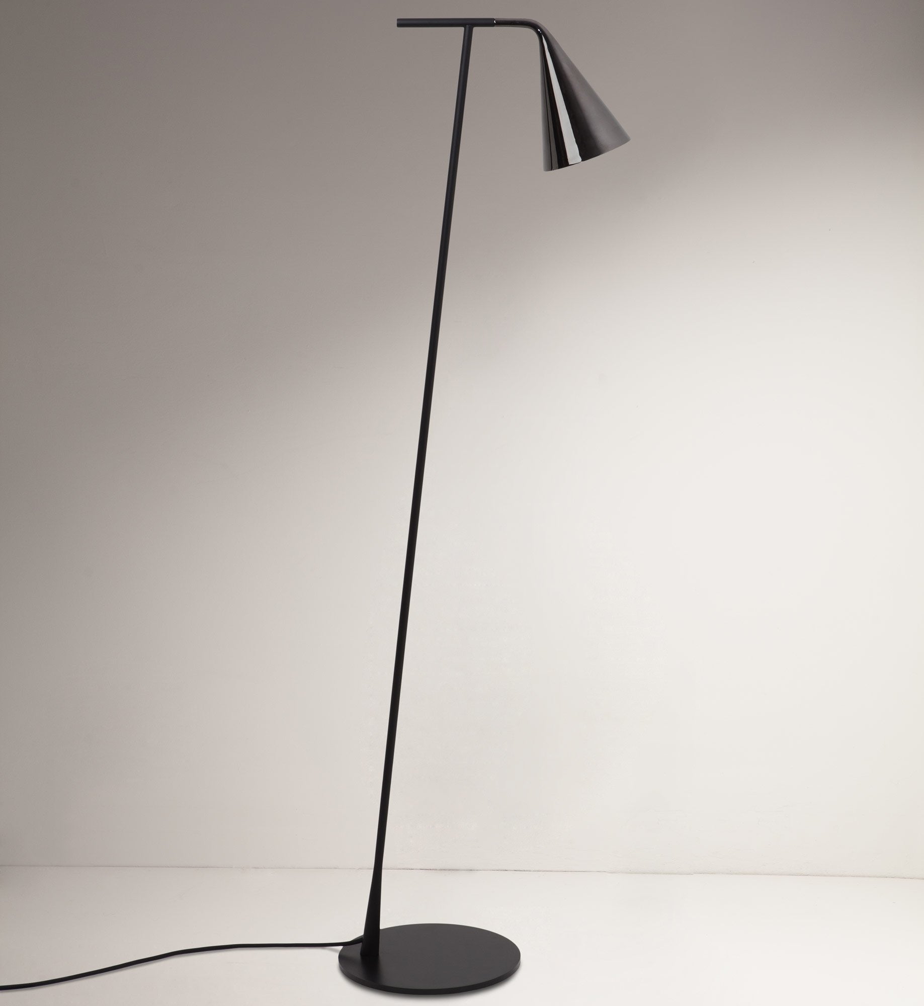 Gordon Floor Lamp - Matte Black/Black Chrome Finish