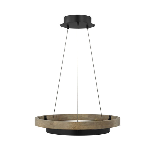 Grace 24" Chandelier - Matte Black/Weathered Oak