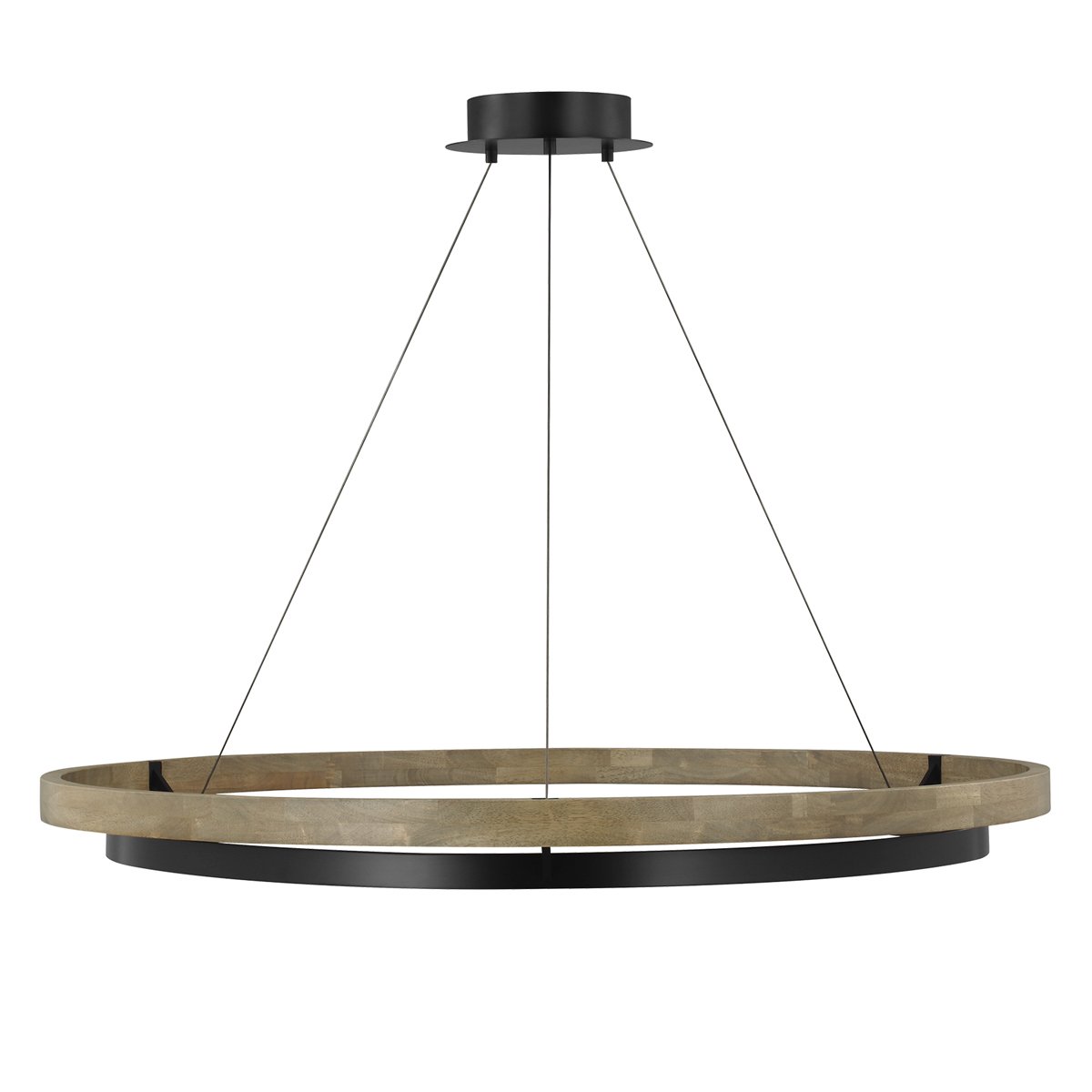 Grace 48" Chandelier - Matte Black/Weathered Oak