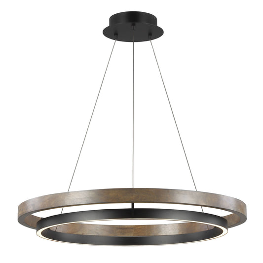 Grace 36" Chandelier - Matte Black/Weathered Oak