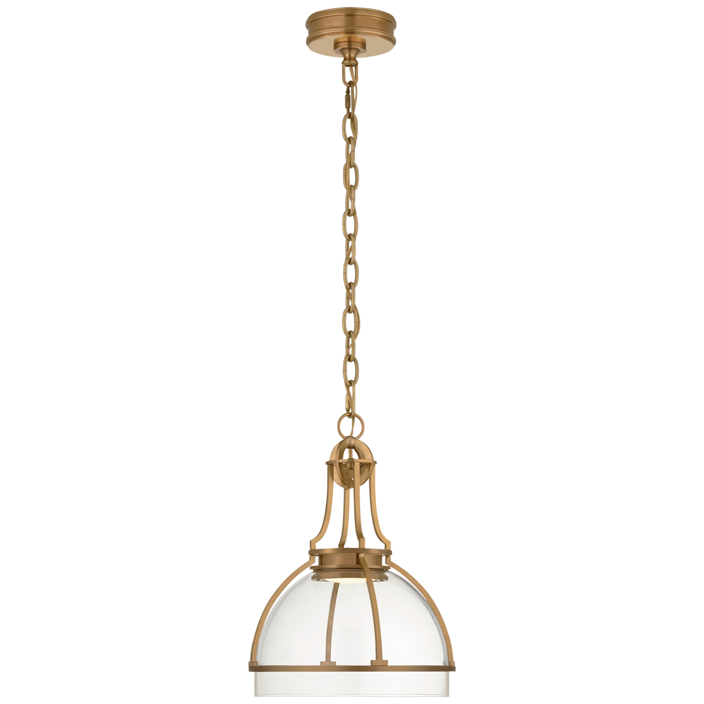 Gracie Medium Dome Pendant - Antique-Burnished Brass Finish with Clear Glass Shade