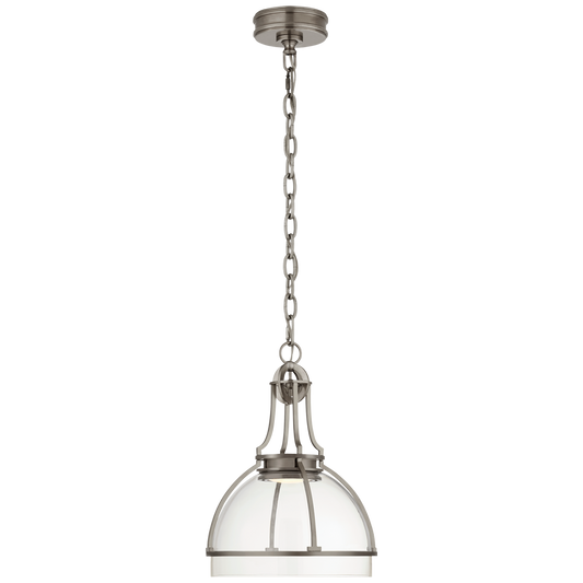 Gracie Medium Dome Pendant - Antique Nickel Finish with Clear Glass Shade