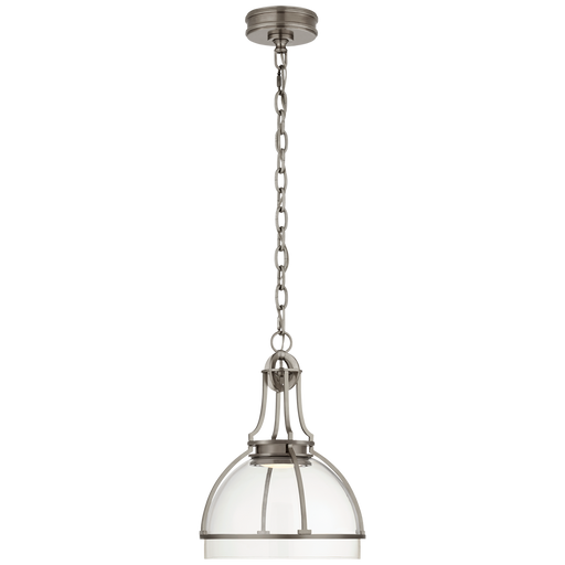 Gracie Medium Dome Pendant - Antique Nickel Finish with Clear Glass Shade