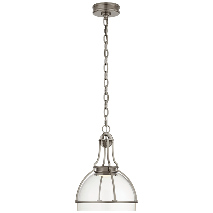 Gracie Medium Dome Pendant - Antique Nickel Finish with Clear Glass Shade