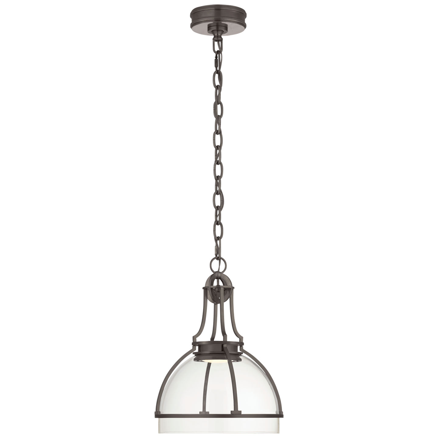 Gracie Medium Dome Pendant - Bronze Finish with Clear Glass Shade 