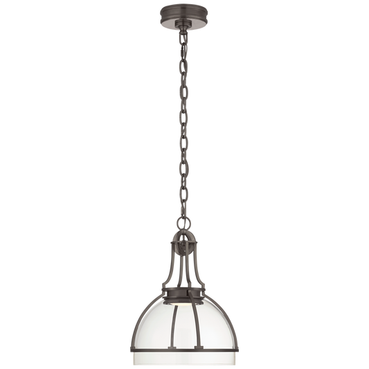 Gracie Medium Dome Pendant - Bronze Finish with Clear Glass Shade 