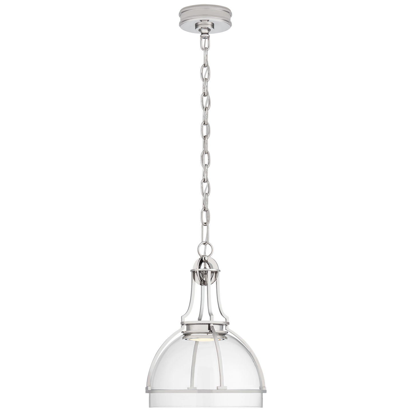 Gracie Medium Dome Pendant - Polished Nickel Finish with Clear Glass Shade 