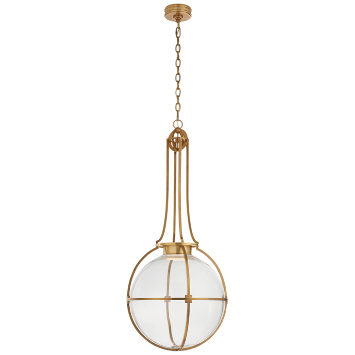 Gracie Large Captured Globe Pendant - Antique Burnished Brass