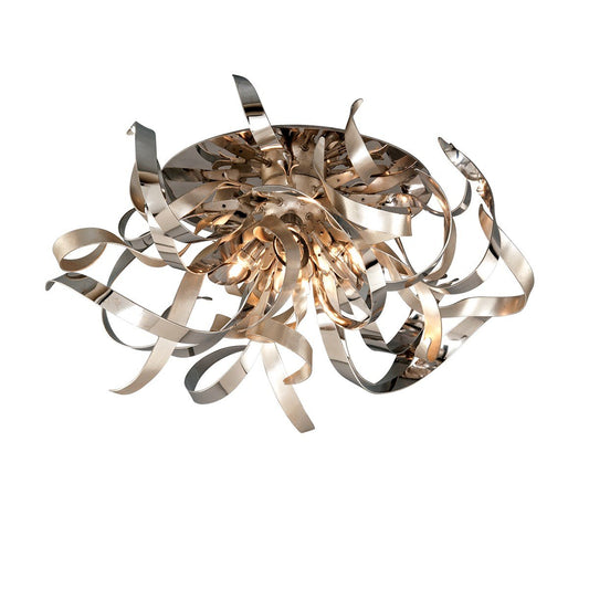 Graffiti Flush Mount - Silver Leaf Polished Stainless Finish