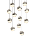 Load image into Gallery viewer, Grapes 12 Medium Light LED Round Multipoint Chandelier - Satin Nickel Finish
