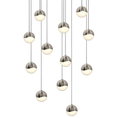 Load image into Gallery viewer, Grapes 12 Small Light LED Round Multipoint Chandelier - Satin Nickel Finish
