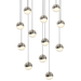 Grapes 12 Small Light LED Round Multipoint Chandelier - Satin Nickel Finish