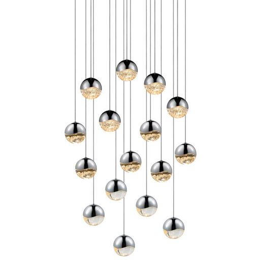 Grapes 16 Medium-Light Square LED Pendant - Polished Chrome